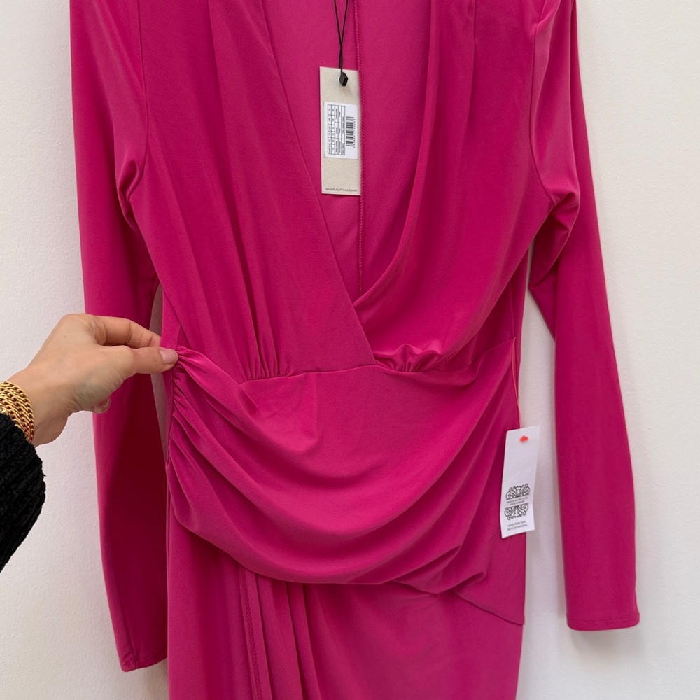 Elegant Never Fully Dressed Pink Long Sleeve Dress - Picture 4 of 6